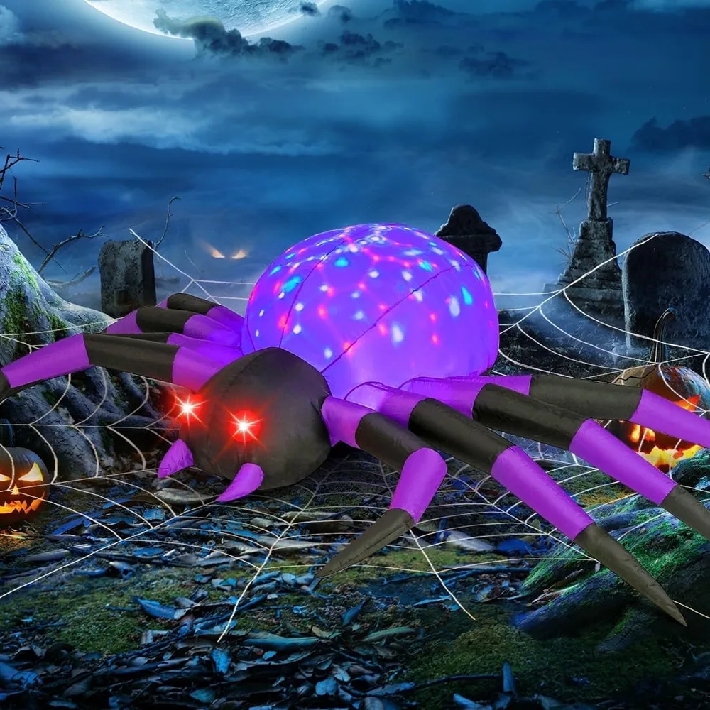 COMIN Halloween Inflatables 9 FT Width Spider Blow Up Yard Decoration with Built-in LED for Yard Garden Party Lawn